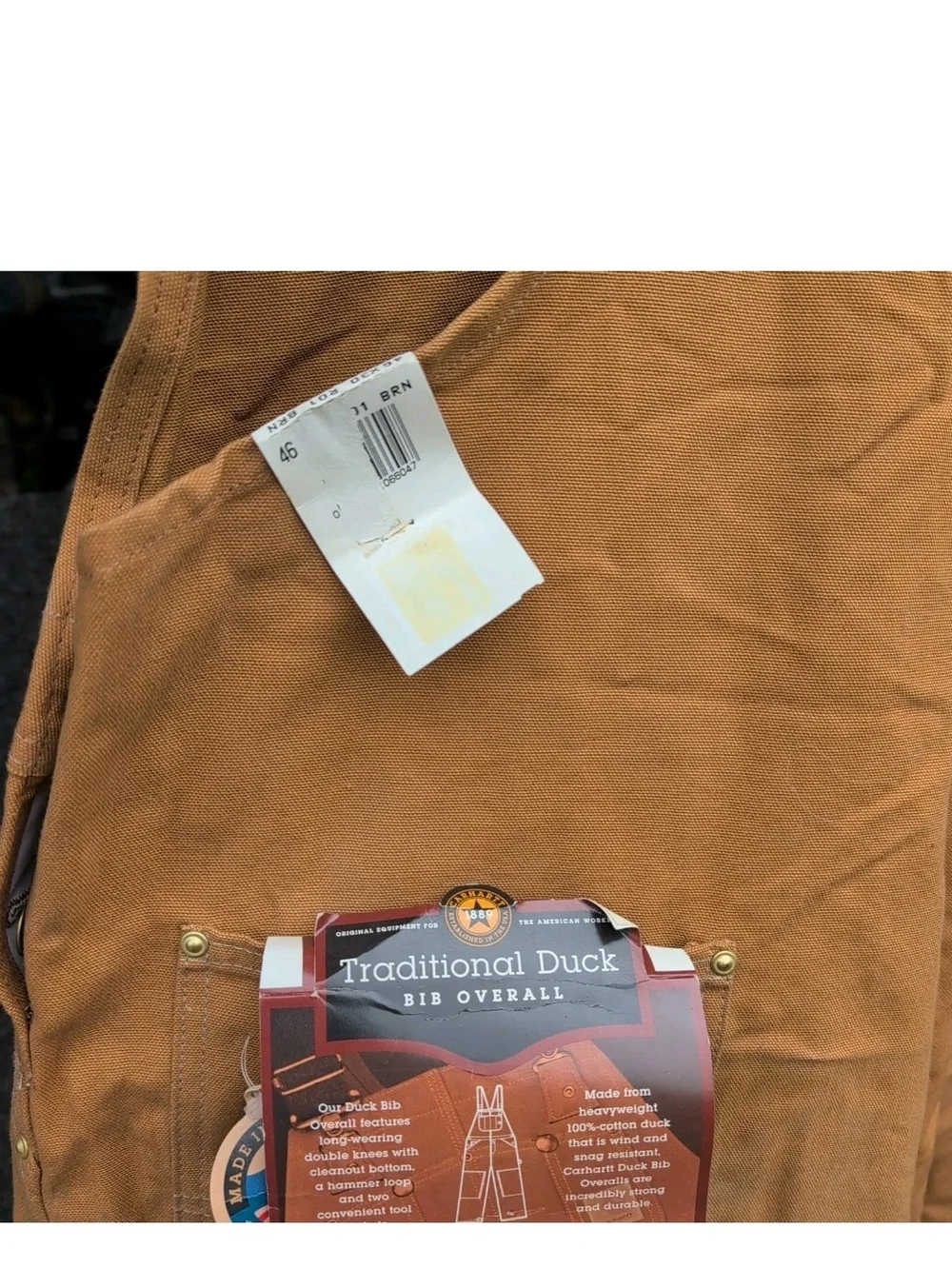 Vintage Carhartt Duck Bibs 46x30 Brown Double Knee Unlined Work Overalls R01 USA